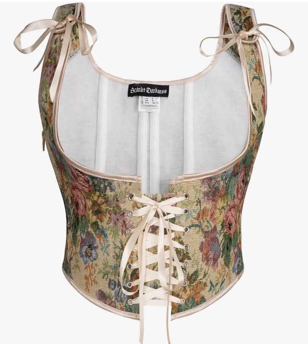 Scarlet Darkness Small 6 Renaissance Corset costume pirate fairy Top Floral